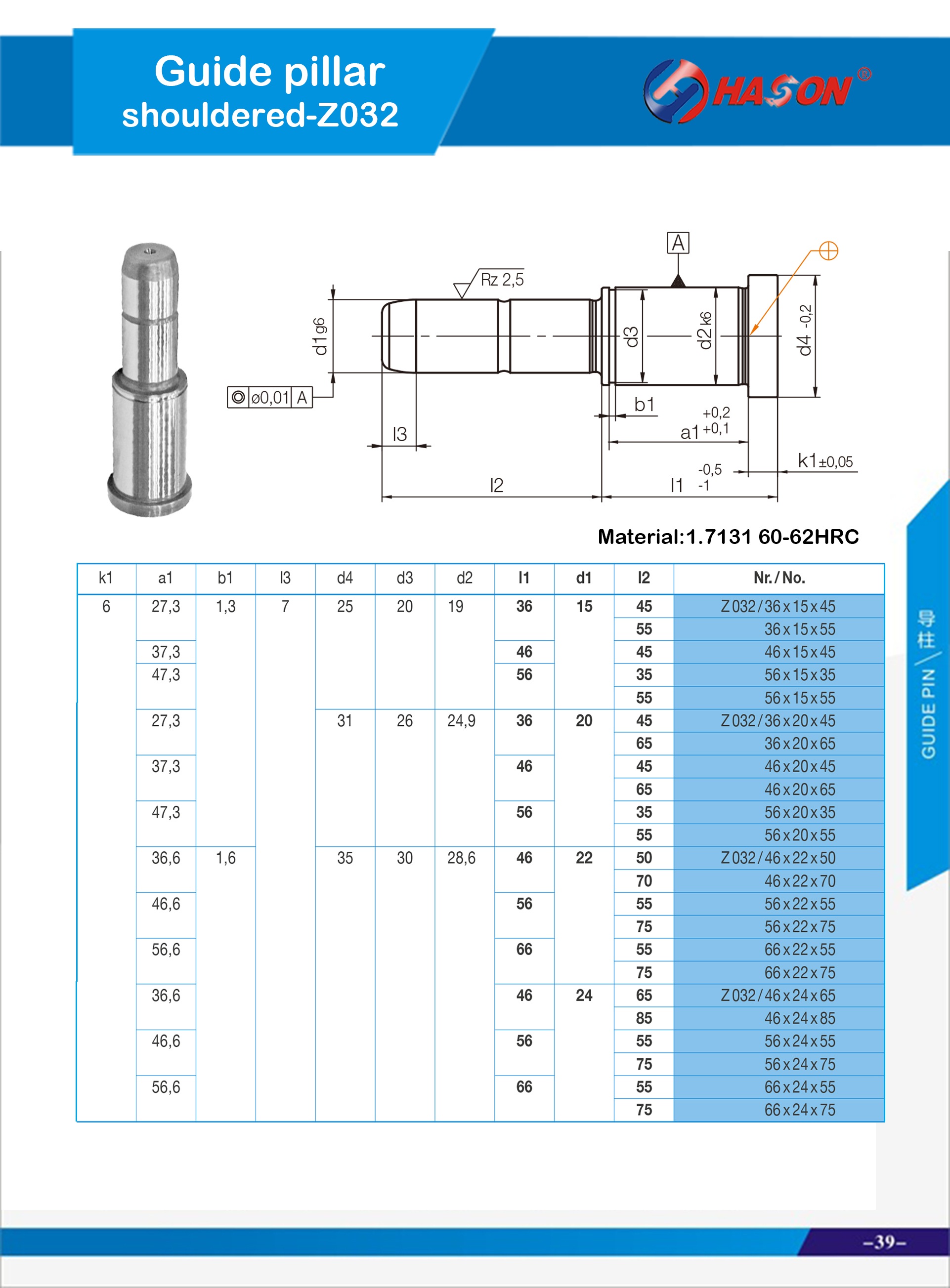 Guide pillar, shouldered-Z032