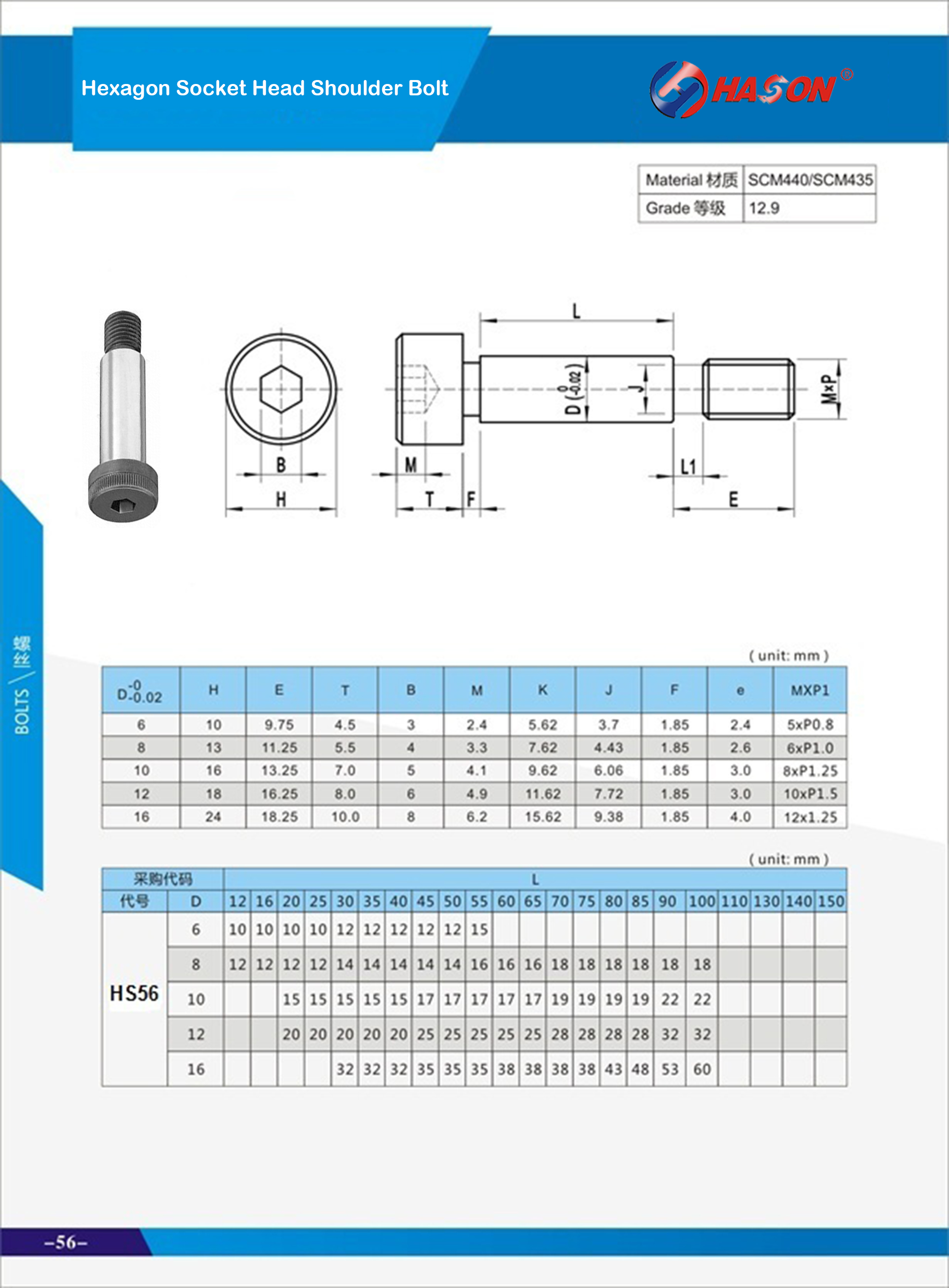 Hexagon Socket Head Shoulder Bolt